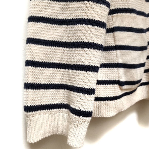 J. Crew Cotton Striped Button-Up Cardigan with Pockets, Medium EUC - Picture 4 of 7